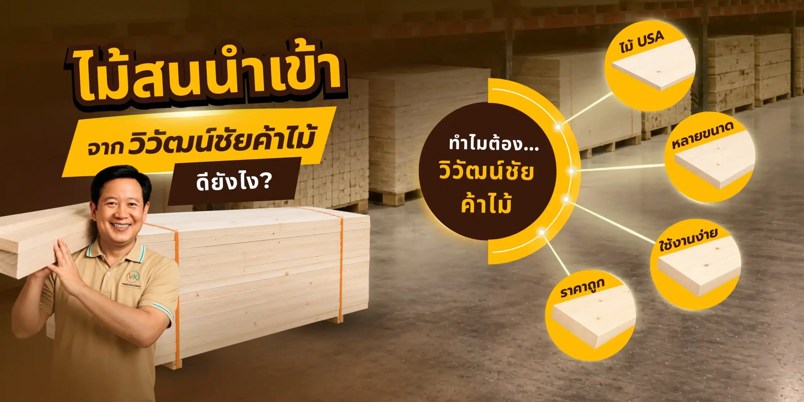 หน้าปกบทความไม้สนนำเข้า จากวิวัฒน์ชัยค้าไม้ พร้อมภาพไม้สน USA หลายขนาด เหมาะกับงานไม้ งานเฟอร์นิเจอร์ และงาน DIY