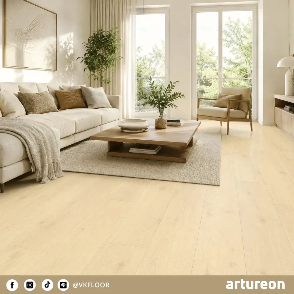 norma-d80641-hallway-flooring-artureon ตัวอย่างการใช้งานพื้น Norma D80641 ในห้องนั่งเล่นจาก Artureon