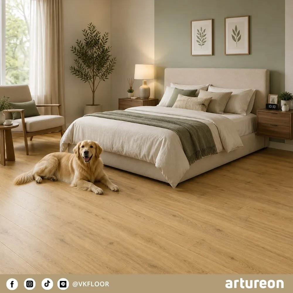 norma-d80661-living-room-flooring-artureon ตัวอย่างการใช้งานพื้น Norma D80661 ในโถงทางเดินภายในบ้านจาก Artureon