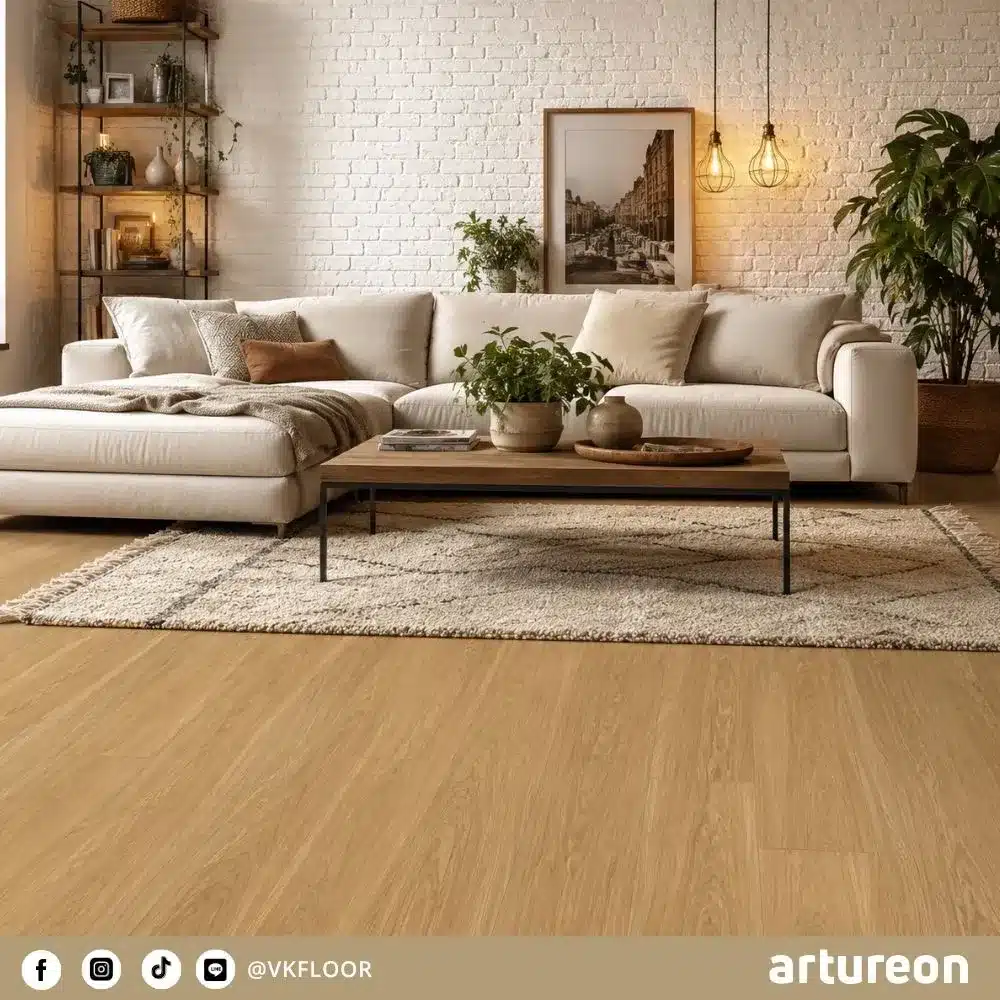 scelta-w50361-living-room-flooring-artureon ตัวอย่างพื้น SCELTA W50361 ในโถงทางเดินภายในบ้าน โทนไม้ธรรมชาติจาก Artureon