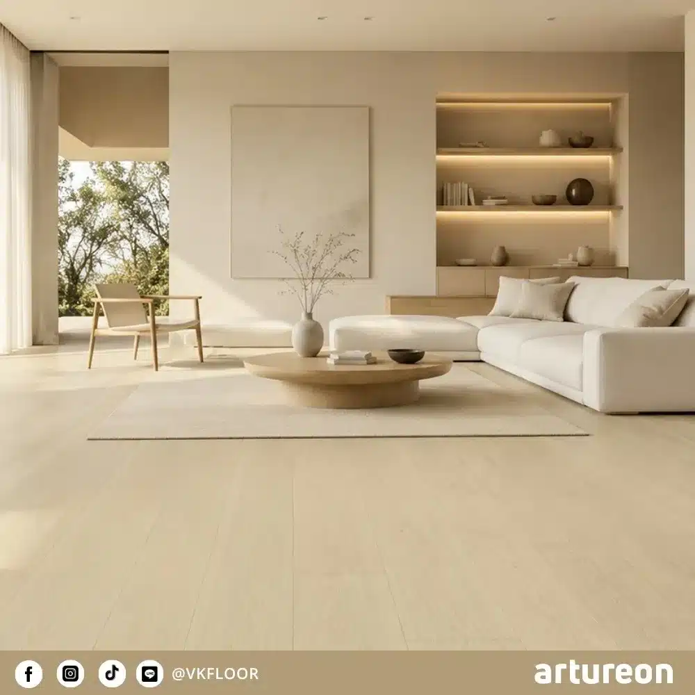 scelta-w50381-hallway-flooring-artureon ตัวอย่างการใช้งานพื้น SCELTA W50381 ในห้องนั่งเล่นจาก Artureon
