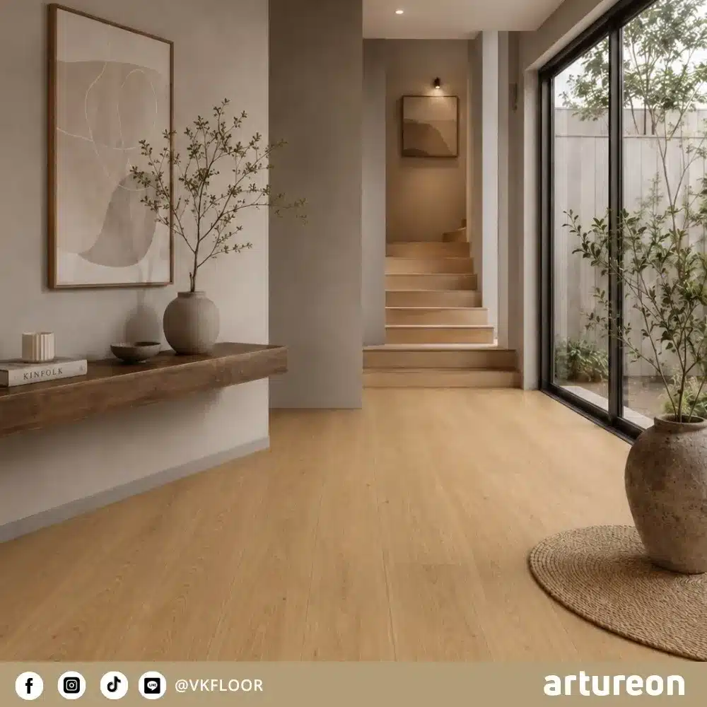 scelta-w50391-hallway-flooring-artureon ตัวอย่างการใช้งานพื้น SCELTA W50391 ในห้องนั่งเล่นจาก Artureon