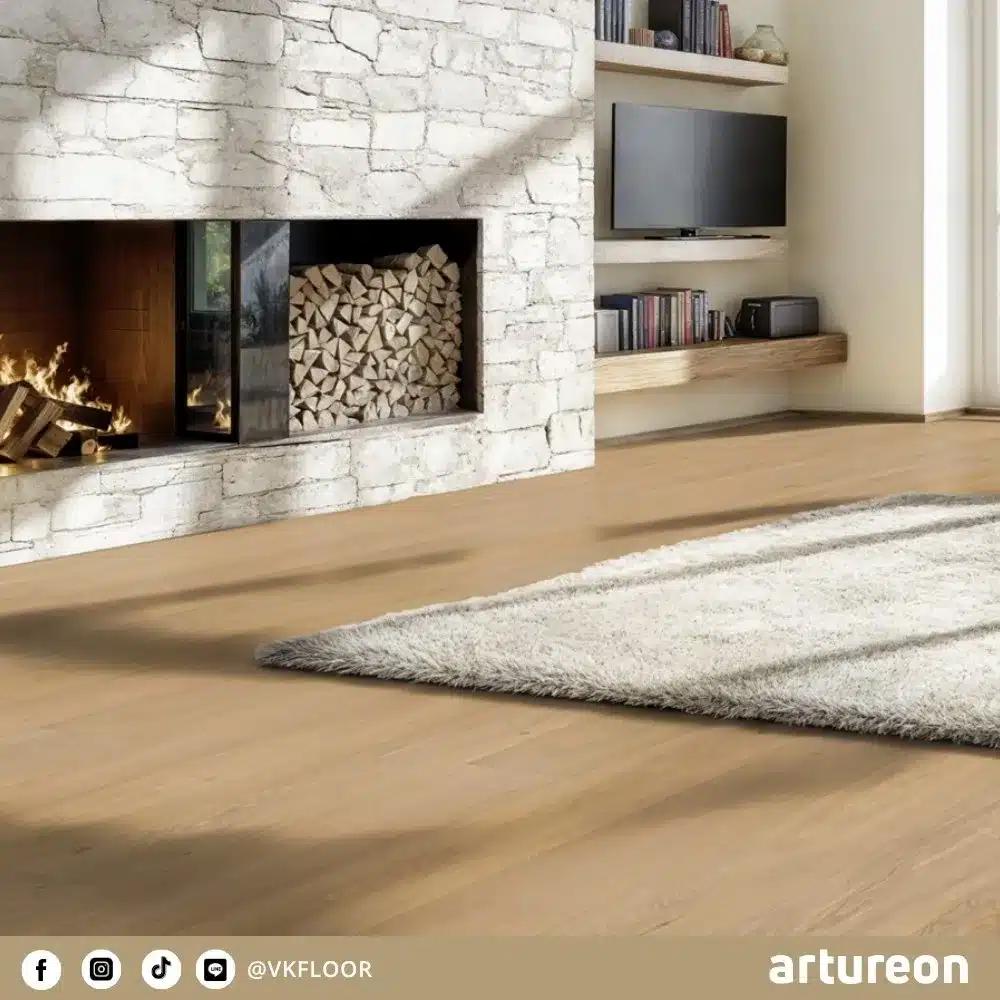 scelta-w50391-living-room-flooring-artureon (1) ตัวอย่างการใช้งานพื้น SCELTA W50391 ในโถงทางเดินภายในบ้านจาก Artureon