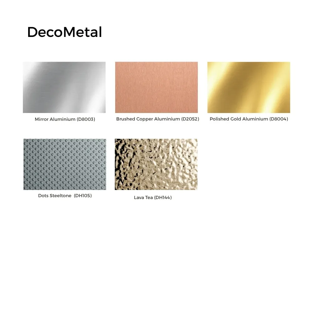 หน้ารวมสีแผ่นลามิเนตโลหะ Formica Metal หลากหลายเฉดสีสำหรับงานเฟอร์นิเจอร์และตกแต่งภายใน