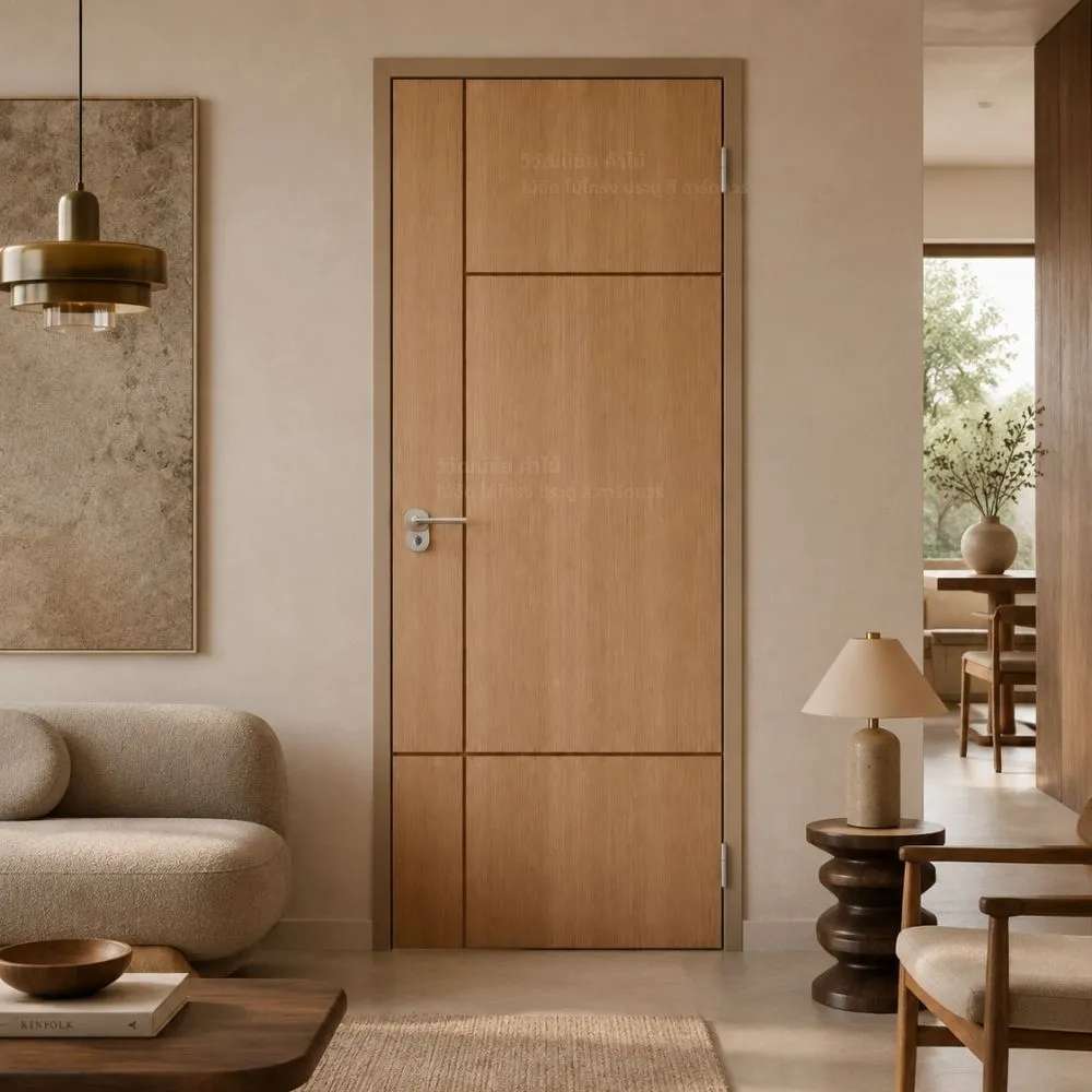 modern-interior-with-mlm10780-me4-teak-door ประตูปิดผิวเมลามีน MLM10780 ME4 ลายไม้สัก ตัวอย่างงานตกแต่งภายในสไตล์โมเดิร์น