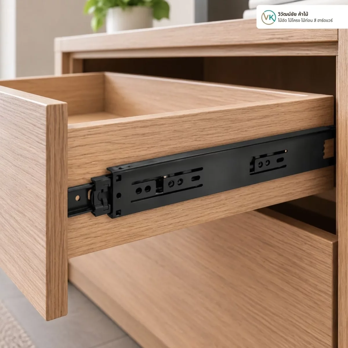 2-section-ball-bearing-soft-close-drawer-slide-application ตัวอย่างการใช้งานรางลิ้นชักลูกปืน 2 ตอนแบบระบบปิดนิ่มนวล