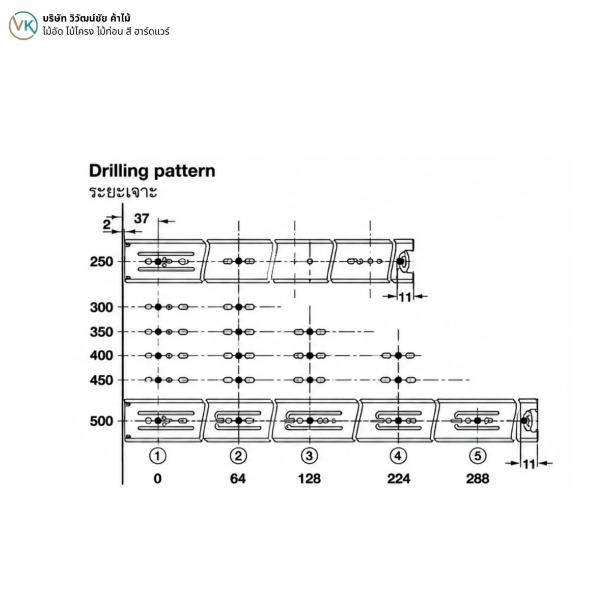 2-section-ball-bearing-soft-close-drawer-slide-dimensions ขนาดรางลิ้นชักลูกปืน 2 ตอนแบบระบบปิดนิ่มนวล