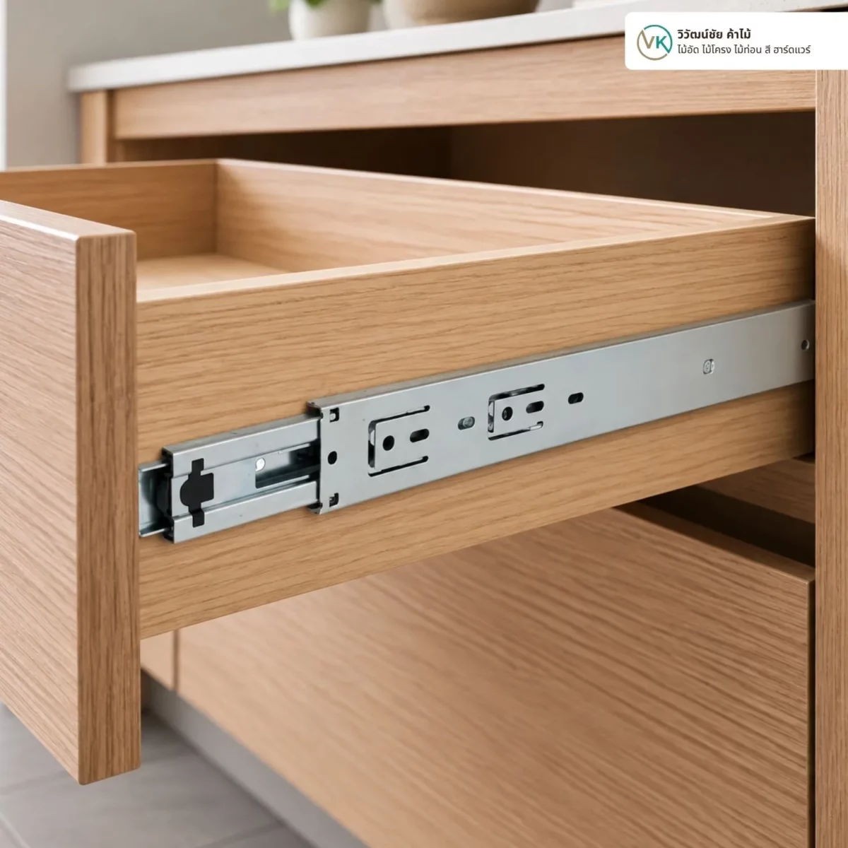 2-section-soft-close-drawer-slide-45-application ตัวอย่างการใช้งานรางลิ้นชักแบบสองตอน พร้อมระบบปิดแบบนุ่มนวล 45 กับลิ้นชัก