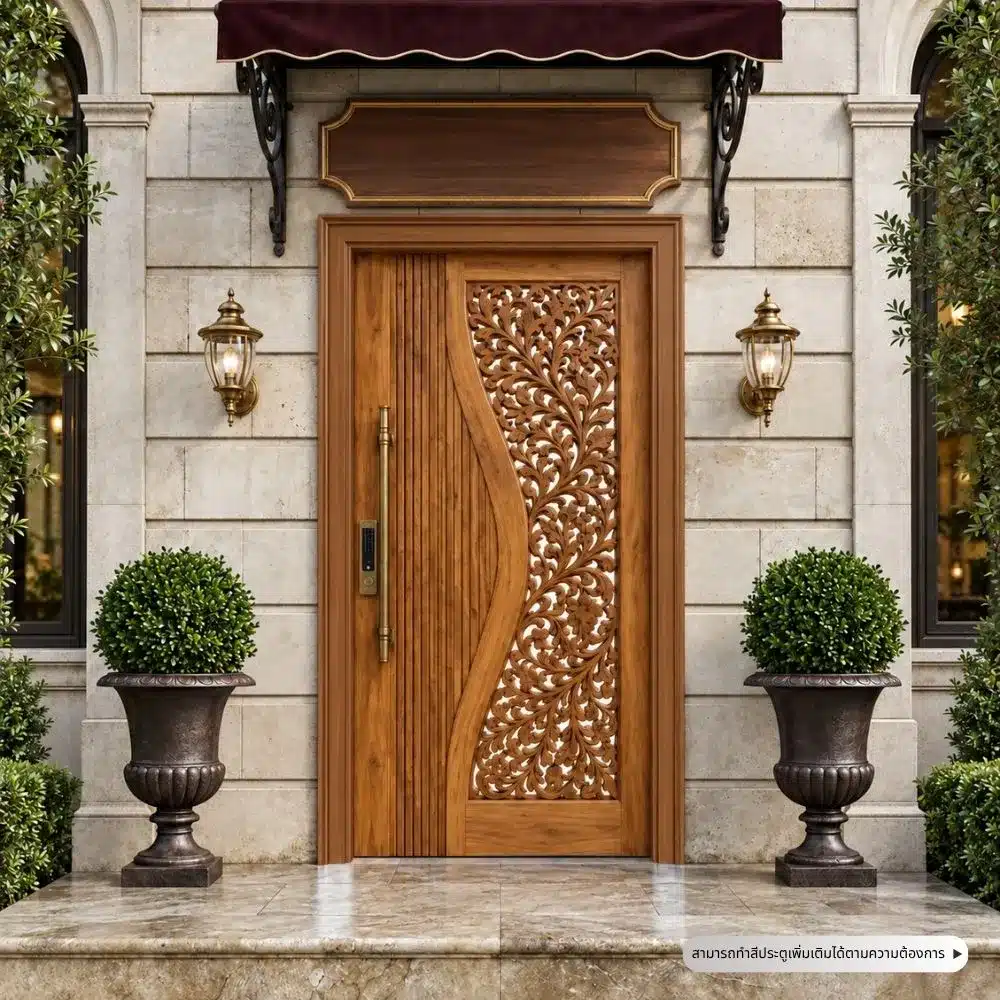 teak-wood-door-model-013-application ตัวอย่างการใช้งานประตูไม้สัก รุ่น 013 ภายในบ้าน