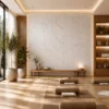 wpc-w-013-black-marble-interior-application ตัวอย่างการใช้งานไม้ระแนง WPC รุ่น W-013 ลายหินอ่อนสีดำตกแต่งผนังภายใน