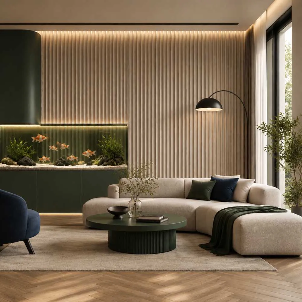 wpc-w-019-interior-wall-panel-application ตัวอย่างการใช้งานไม้ระแนง WPC รุ่น W-019 ตกแต่งผนังภายในบ้าน