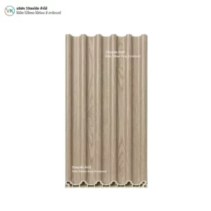 wpc-wall-panel-w-019-design-detail ไม้ระแนง WPC รุ่น W-019 สี Light Oak ดีไซน์ลอนคลื่นสำหรับตกแต่งผนัง