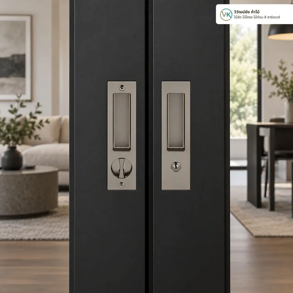 zinc-alloy-sliding-door-handle-lock-application มือจับประตูซิงค์อัลลอยด์ พร้อมอุปกรณ์ล็อค เมื่อติดตั้งใช้งานจริง