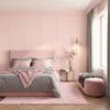 Laminate Sheet Solid Color TD Board Iced Pink 9212 M Application ลามิเนตปิดผิวเฟอร์นิเจอร์ลายสีพื้น TD Board สีชมพูอ่อน รหัส 9212 M ตัวอย่างการตกแต่งห้องนอนโทนชมพู