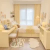 Laminate Sheet Solid Color TD Board Pastel Yellow 9508 DU Application ลามิเนตปิดผิวเฟอร์นิเจอร์ลายสีพื้น TD Board สีเหลืองพาสเทล รหัส 9508 DU ตัวอย่างการตกแต่งห้องนั่งเล่นโทนเหลืองอ่อน