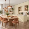 Laminate Sheet Solid Color TD Board Soft Beige 6644 M Application ลามิเนตปิดผิวเฟอร์นิเจอร์ลายสีพื้น TD Board สีเบจอ่อน รหัส 6644 M ตัวอย่างการตกแต่งห้องรับประทานอาหารโทนเบจ