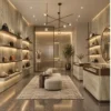 Laminate Sheet Stone Pattern TD Board Rome Memory 9545 CL Interior Corridor Application ลามิเนตปิดผิวเฟอร์นิเจอร์ลายหินอ่อน แบรนด์ TD Board เบจลายเส้นน้ำตาล รหัส 9545 CL ตัวอย่างการใช้ในโถงทางเดิน