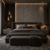 Laminate Sheet Stone Pattern TD Board Sand Dust 8878 CL Bedroom Feature Wall ลามิเนตปิดผิวเฟอร์นิเจอร์ลายหินอ่อน แบรนด์ TD Board เทาหม่นผิวทราย รหัส 8878 CL ตัวอย่างการใช้บนผนังห้องนอน