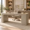 Laminate Sheet Stone Pattern TD Board Sandstone 1699 CL Home Office Furniture Application ลามิเนตปิดผิวเฟอร์นิเจอร์ลายหินอ่อน แบรนด์ TD Board เบจลายหินทราย รหัส 1699 CL ตัวอย่างการใช้บนโต๊ะและเฟอร์นิเจอร์