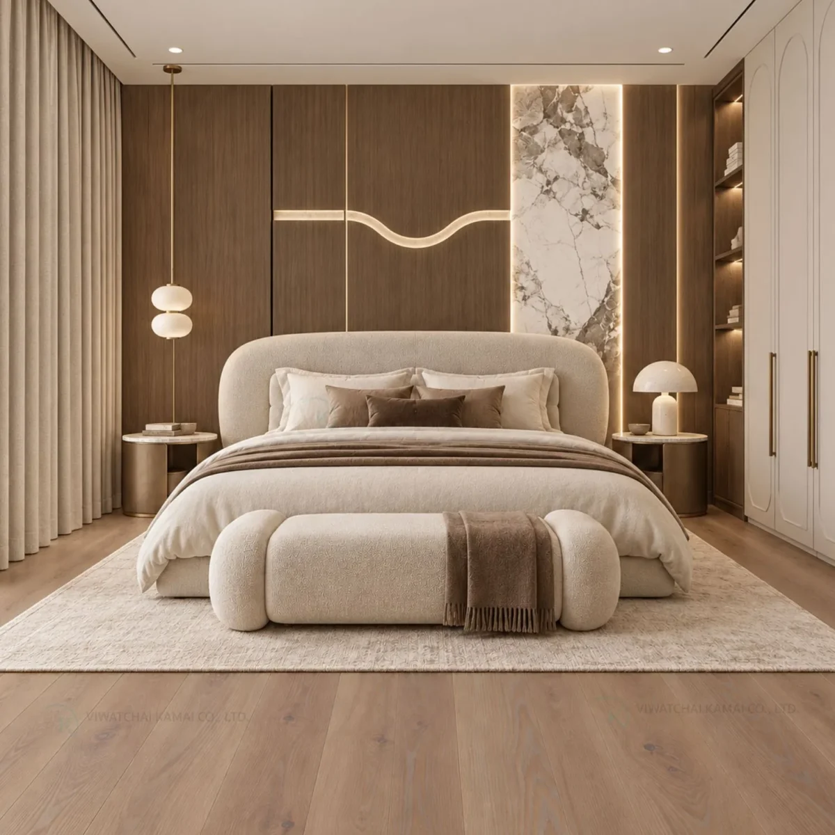 ภาพตัวอย่างการตกแต่งภายในด้วยพื้นไม้คอมพาวด์ BOEN สี Oak Warm Grey โทนไม้โอ๊คเทาอบอุ่น สำหรับพื้นที่พักอาศัย