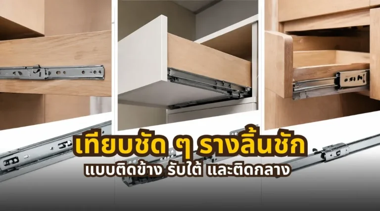 เปรียบเทียบรางลิ้นชักแบบติดข้าง รับใต้ และติดกลาง Side Mount Under Mount และ Center Mount