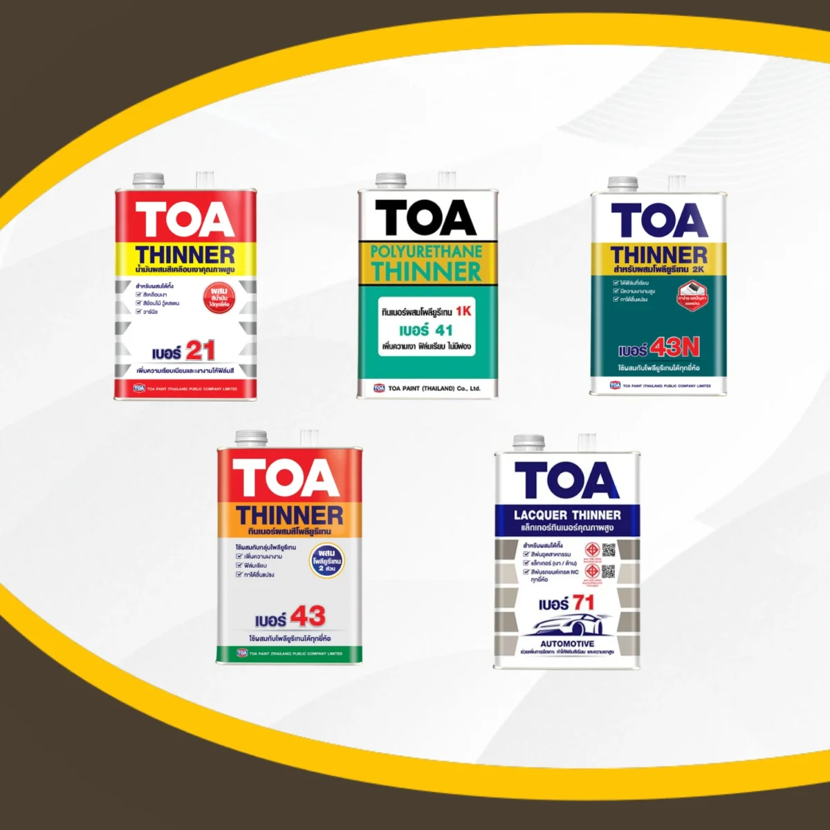 ทินเนอร์ผสมสีเคลือบ TOA เบอร์ 21 รวมสินค้าทินเนอร์และตัวทำละลาย ทินเนอร์ผสมสีเคลือบ TOA เบอร์ 21 รวมสินค้าทินเนอร์และตัวทำละลาย