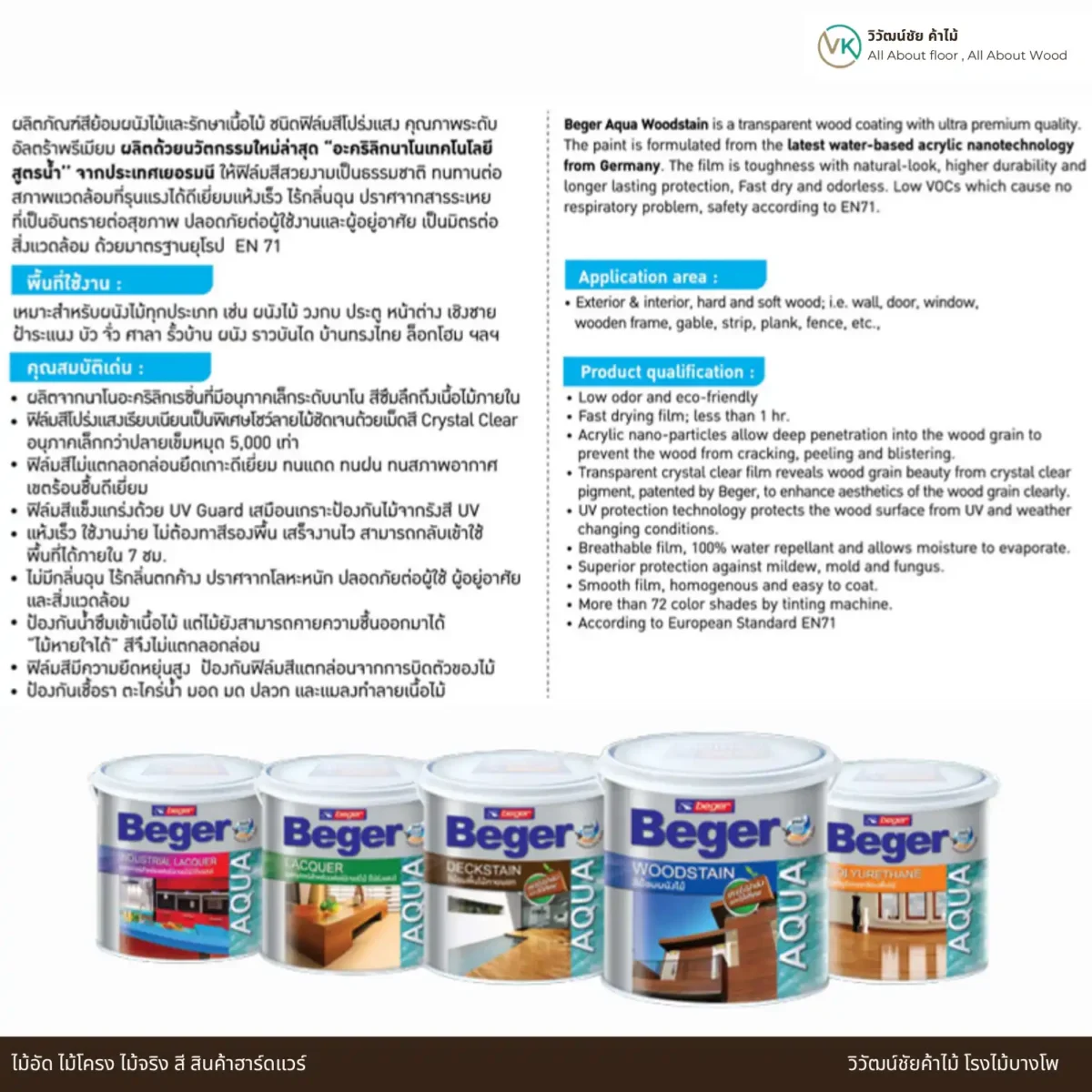 สีย้อมไม้สูตรน้ำ Beger Aqua WoodStain ข้อมูลทางเทคนิค สีย้อมไม้สูตรน้ำ Beger Aqua WoodStain ข้อมูลทางเทคนิค