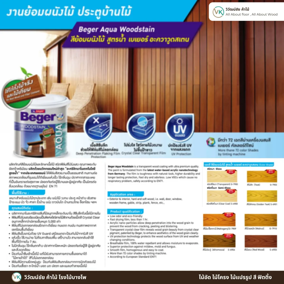 สีย้อมไม้สูตรน้ำ Beger Aqua WoodStain ข้อมูลสีย้อมไม้สูตรน้ำ สีย้อมไม้สูตรน้ำ Beger Aqua WoodStain ข้อมูลสีย้อมไม้สูตรน้ำ