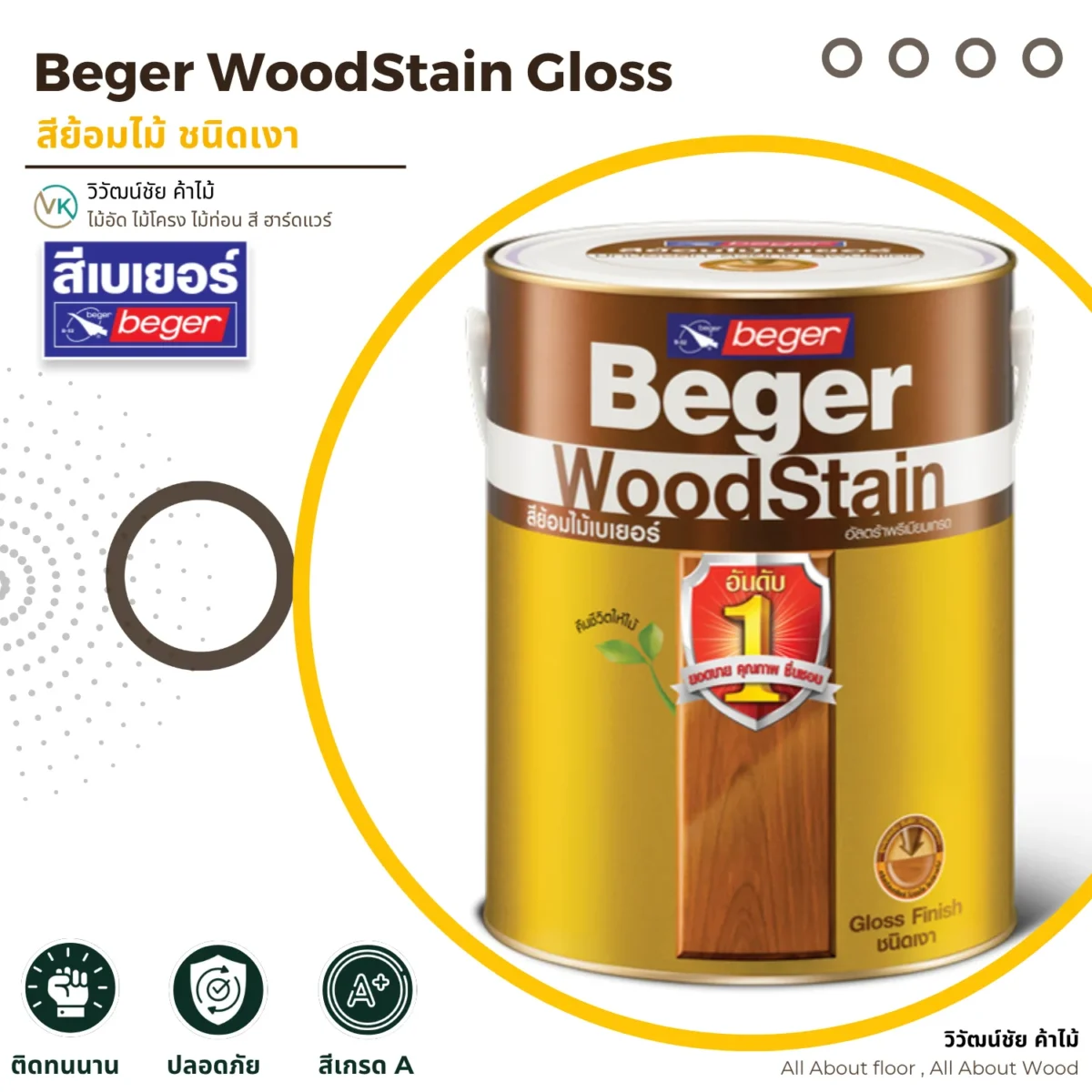 สีย้อมไม้ Beger WoodStain ชนิดเงา ภาพแนะนำสินค้า