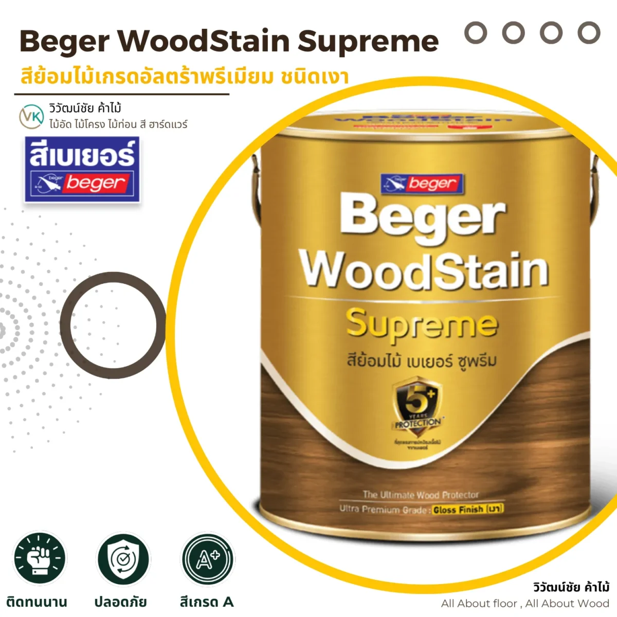 สีย้อมไม้ Beger WoodStain Supreme ชนิดเงา ภาพแนะนำสินค้า สีย้อมไม้ Beger WoodStain Supreme ชนิดเงา ภาพแนะนำสินค้า