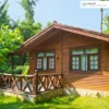 สีย้อมไม้ TOA WoodStain ชนิดด้าน ตัวอย่างบ้านไม้ซุงมุมด้านข้าง สีย้อมไม้ TOA WoodStain ชนิดด้าน ตัวอย่างบ้านไม้ซุงมุมด้านข้าง